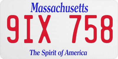 MA license plate 9IX758