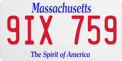 MA license plate 9IX759