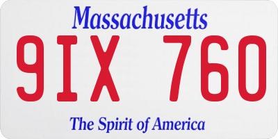 MA license plate 9IX760