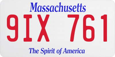MA license plate 9IX761