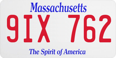 MA license plate 9IX762