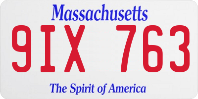 MA license plate 9IX763
