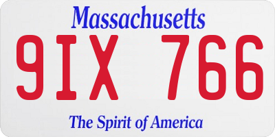 MA license plate 9IX766