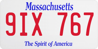 MA license plate 9IX767