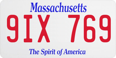 MA license plate 9IX769