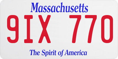 MA license plate 9IX770
