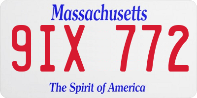 MA license plate 9IX772