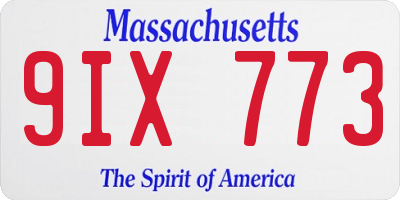 MA license plate 9IX773