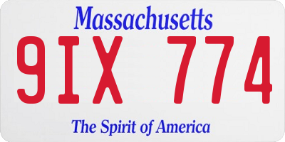MA license plate 9IX774