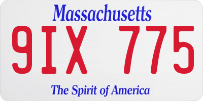 MA license plate 9IX775