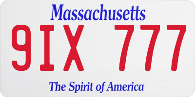MA license plate 9IX777