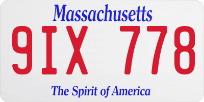 MA license plate 9IX778