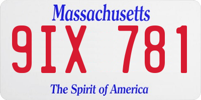 MA license plate 9IX781