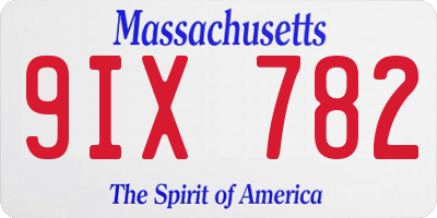 MA license plate 9IX782
