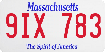 MA license plate 9IX783