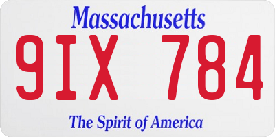 MA license plate 9IX784