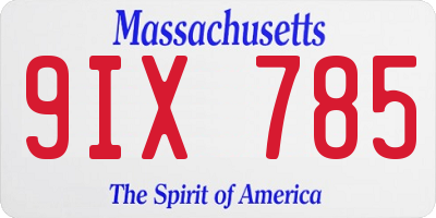 MA license plate 9IX785