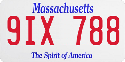 MA license plate 9IX788