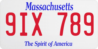 MA license plate 9IX789