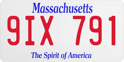 MA license plate 9IX791