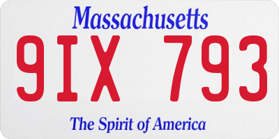 MA license plate 9IX793