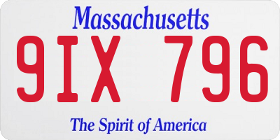 MA license plate 9IX796