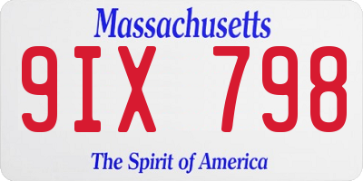 MA license plate 9IX798