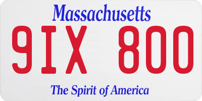 MA license plate 9IX800