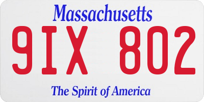 MA license plate 9IX802