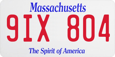 MA license plate 9IX804