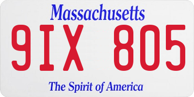 MA license plate 9IX805