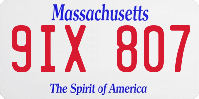 MA license plate 9IX807