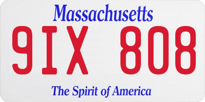 MA license plate 9IX808