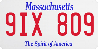 MA license plate 9IX809