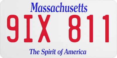 MA license plate 9IX811