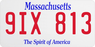 MA license plate 9IX813