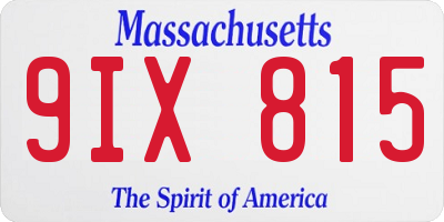 MA license plate 9IX815
