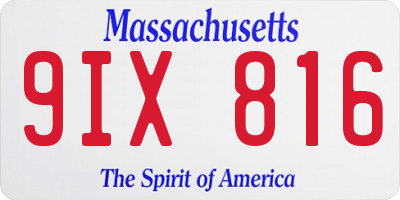 MA license plate 9IX816