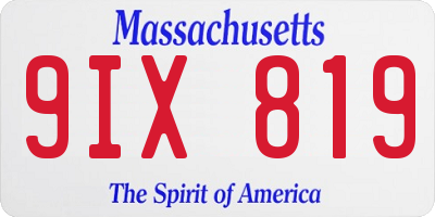 MA license plate 9IX819