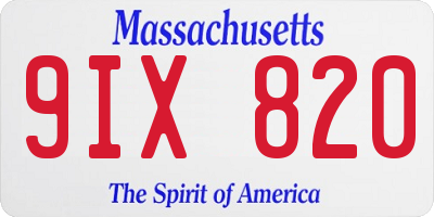 MA license plate 9IX820