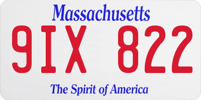 MA license plate 9IX822