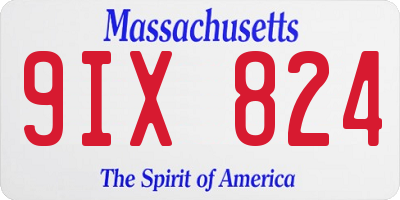 MA license plate 9IX824