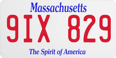 MA license plate 9IX829