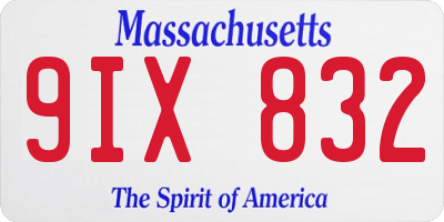 MA license plate 9IX832