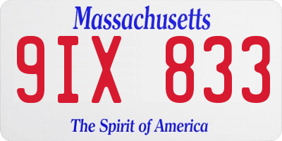 MA license plate 9IX833