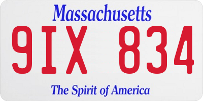 MA license plate 9IX834