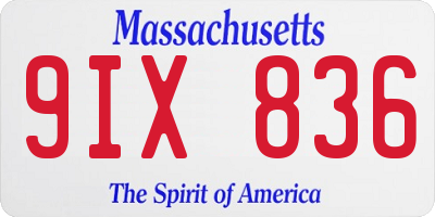 MA license plate 9IX836