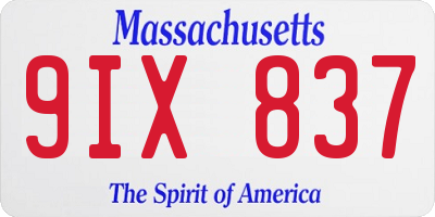 MA license plate 9IX837