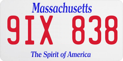 MA license plate 9IX838