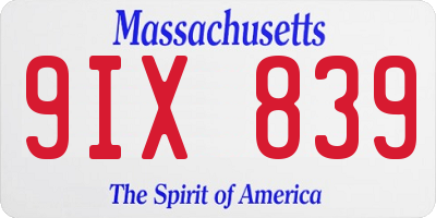 MA license plate 9IX839
